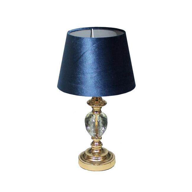 Crystal, lampa stołowa z granatowym abażurem, wys.47cm  