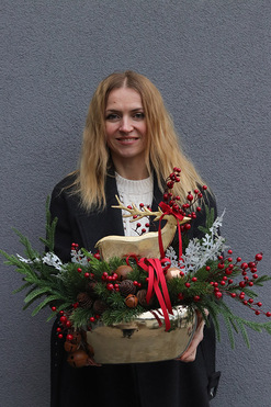 OD RĘKI Świąteczny Ren, wysokiej jakości stroik świąteczny, wym.45x55cm