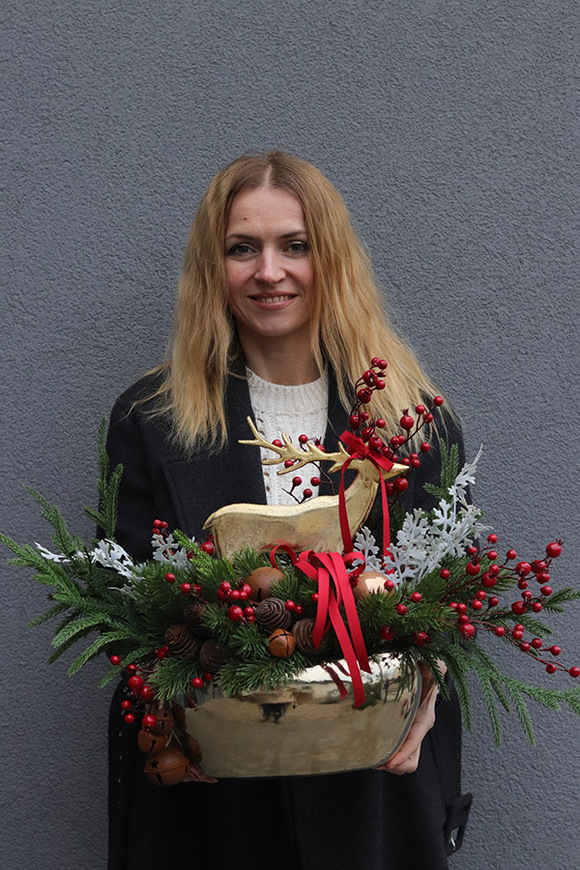 Świąteczny Ren, wysokiej jakości stroik świąteczny, wym.45x55cm