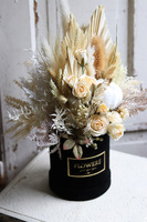 Velurowa Dynia Black, jesienny flowerbox z suszem