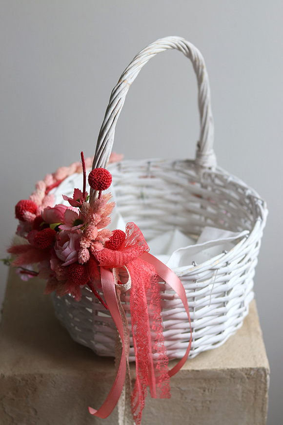 Malinowy, dekorowany koszyczek wielkanocny, wys.32cm 