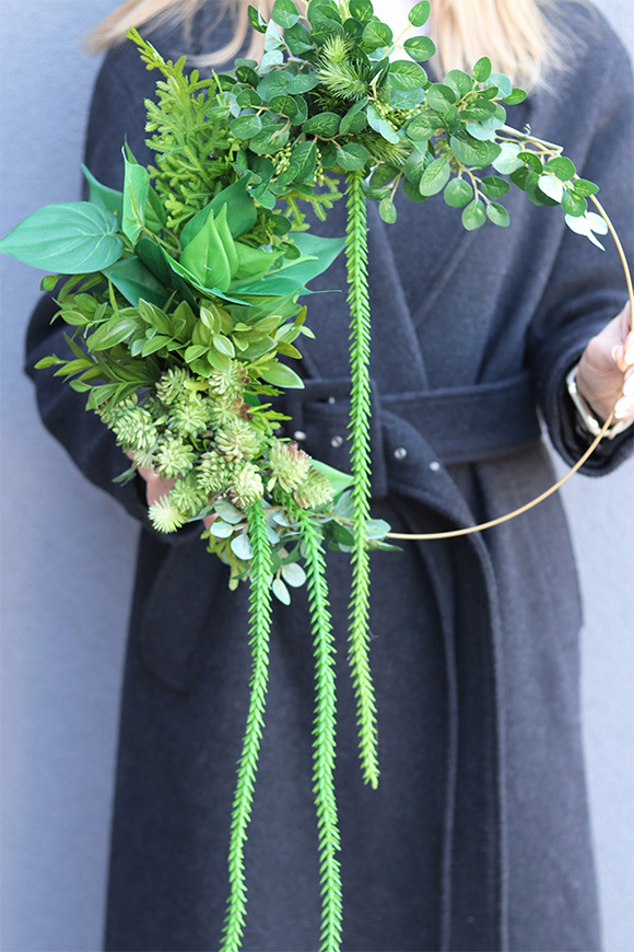 Subtelle Zieleń, zielony wianek na obręczy