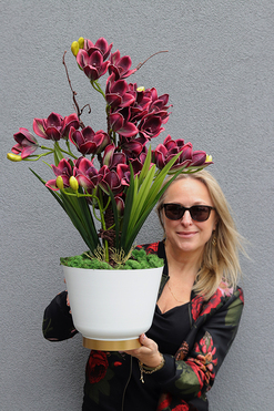 OD RĘKI Cherry Tinova 2, gumowy storczyk w metalowej donicy, wys.78cm