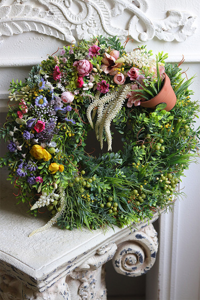 Ogrodowe Doniczki, kwiatowy wianek na drzwi