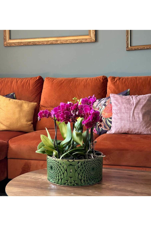 Vintage Orient, osłonka ceramiczna doniczka misa zielona