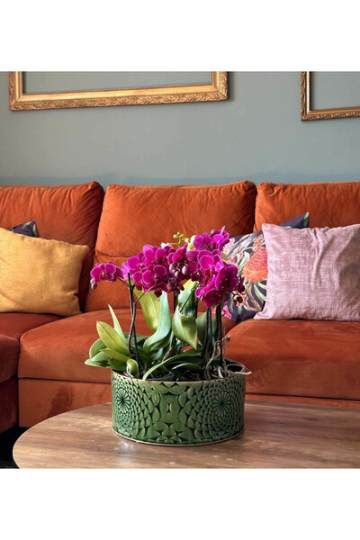 Vintage Orient, osłonka ceramiczna doniczka misa zielona