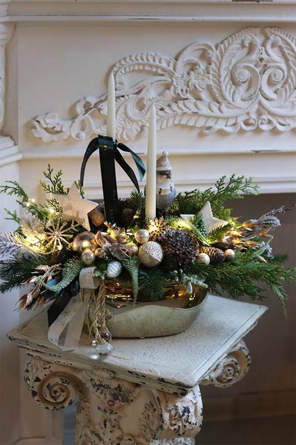 Monelia Glamour, świąteczny stroik z ptaszkiem	