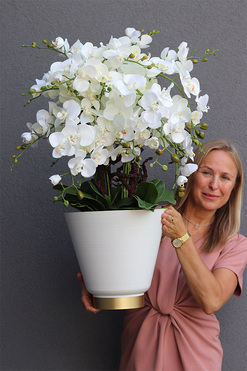 Biała Flotylla, elegancki sztuczny storczyk, wys.84cm
