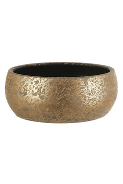 Clementino, okrągła osłonka donica misa, złota, wym.15x37cm