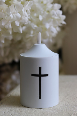 Quiet White, świeca nagrobna LED, biała, wys.14cm