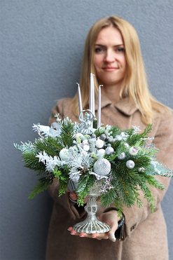 Silver Premium Ballet 3, stroik adwentowy w pucharze, wys.42cm 