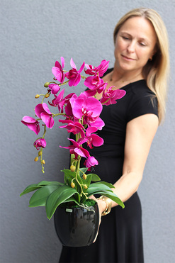 Fuksja Nemia, sztuczny storczyk w czarnej doniczce, wys.59cm  