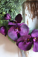 asymetryczny wianek z chwostem, Orchidelia Oberżyna, śr.42cm  