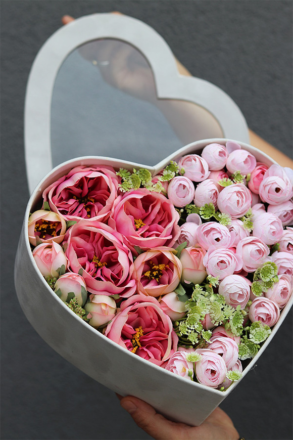 Romantic Heart, flowerbox serce z pokrywką