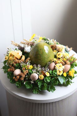 Green Egg, stroik wielkanocny z jajem, wym.15x30cm