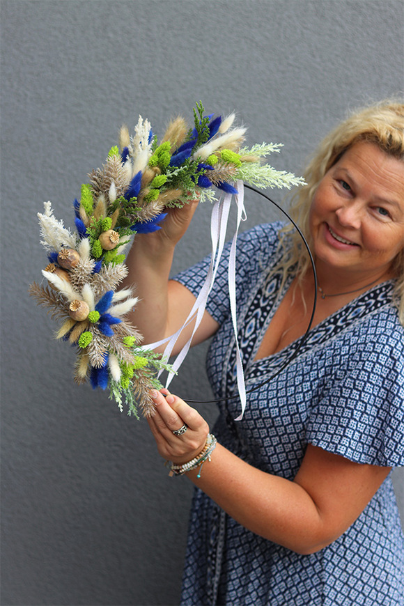 delikatny wianek na obręczy z suszem, Subtelle Boho Rio