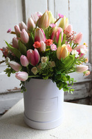 flowerbox z tulipanami, Modeno, wys.39cm