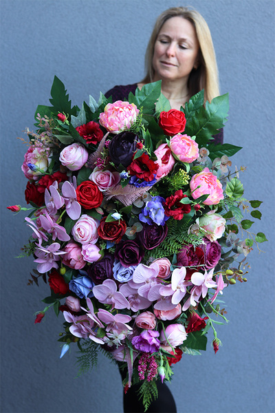 Storczyki New, elegancka wiązanka nagrobna, dł.90cm