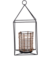 Boho C, duży, rattanowy lampion świecznik do powieszenia, wym.17x17x40.5cm