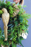 bogaty zielony wianek z monsterą, Złota Papuga Jungle, śr.50cm