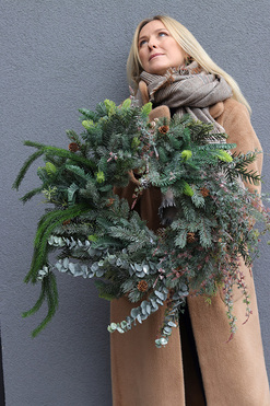 Zielona Zima, zimowy wianek iglasty, śr.65cm