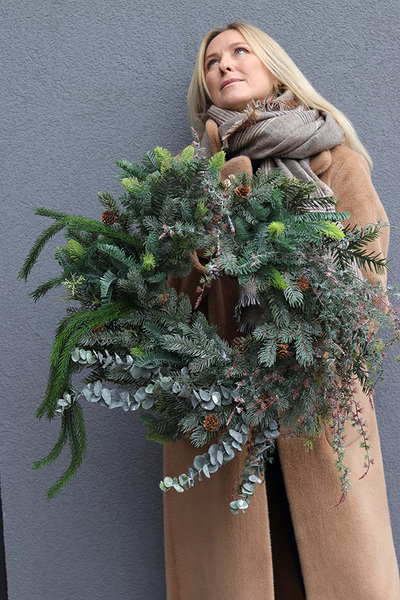 Zielona Zima, zimowy wianek iglasty