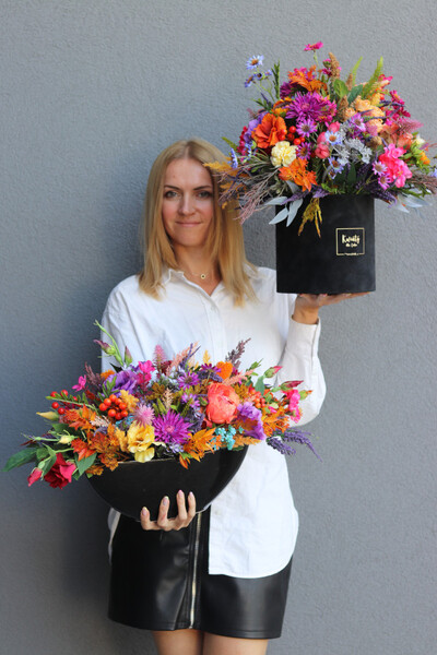 Jesienny Dom Krysi, welurowy flowerbox jesienny