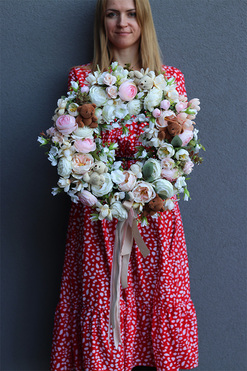 Słodkie Misie Teddy 2, uroczy wianek na drzwi z kokardą, śr.45cm