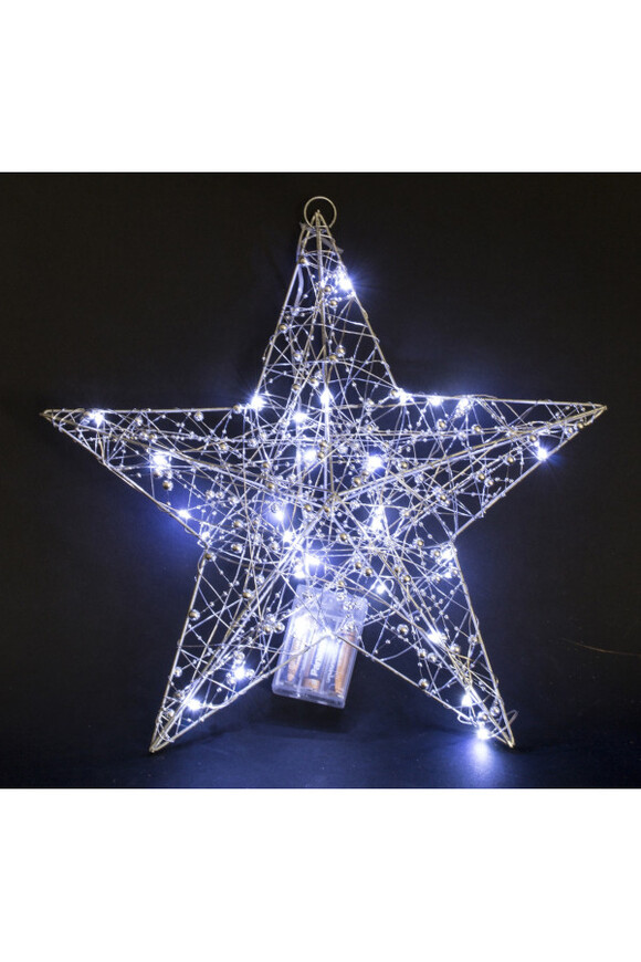 Christmas Star, zawieszka świąteczna gwiazdka LED, srebrna