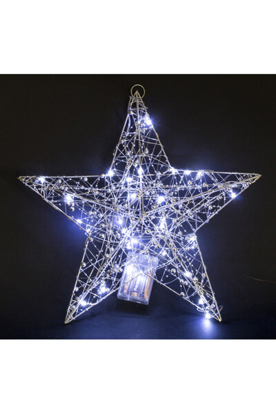 Christmas Star, zawieszka świąteczna gwiazdka LED, srebrna