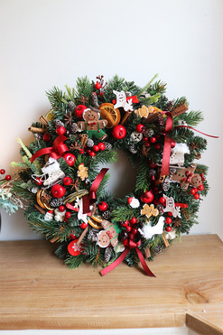 Wigilijna Radość, świąteczny wianek, śr.28cm