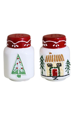 Homemade XMAS, ręcznie malowane przyprawniki, sól i pieprz, wys.8cm