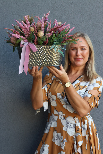 Wrzosowisko Ciemny Róż, kompozycja kwiatowa w donicy