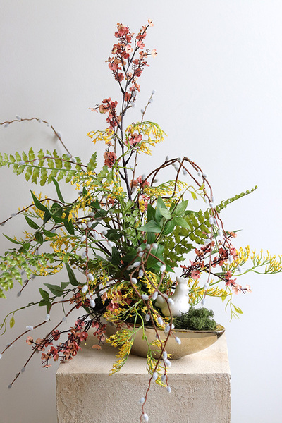 Gerrte, stroik wielkanocny w złotej donicy, wym.60x50x45cm