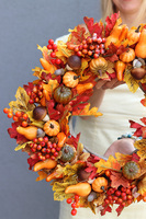 Orangede, jesienny wianek na drzwi, śr.50cm