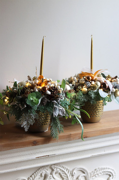 świąteczny stroik ze świecą, Oranginea, wys.32cm
