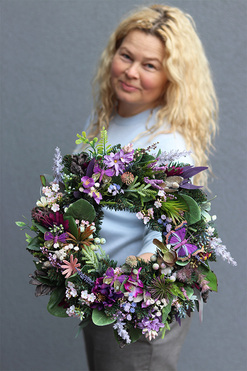 Fioletowy Motylek, wianek na drzwi, śr.35cm