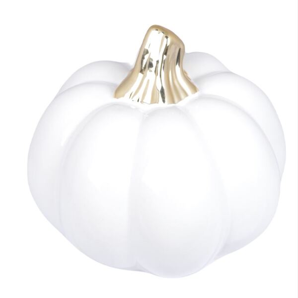 Pumpkin White, dekoracyjna dynia ceramiczna, duża, wym.16x16.5cm