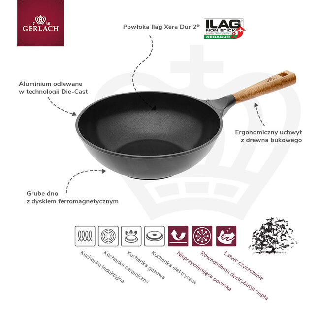 Natur, patelnia / wok z ceramiczną powłoką, śr.28cm 
