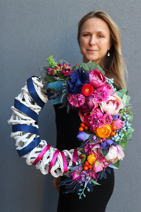 Beruna, kolorowy asymetryczny wianek, śr.35cm