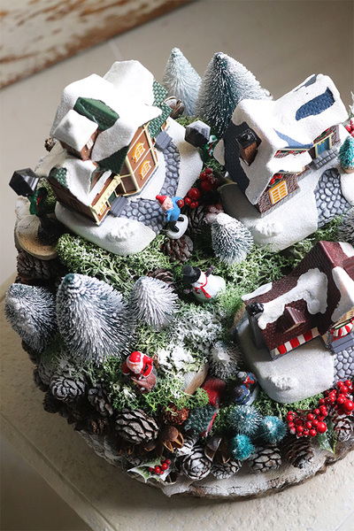 bajeczna dekoracja LED, Scenka Zimowa Premium, wym.30x30cm