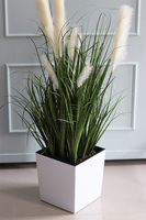 Dania Cube White, kompozycja z traw pampasowych w kwadratowej donicy, wys.118cm 