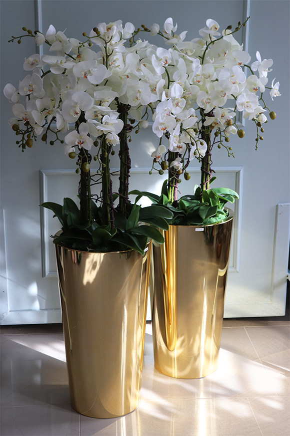 Golderia Side 2, elegancki storczyk podłogowy w złotej donicy, wys.130cm 