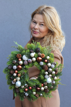 OD RĘKI Miedziane Święta, elegancki świąteczny wianek, śr.32cm