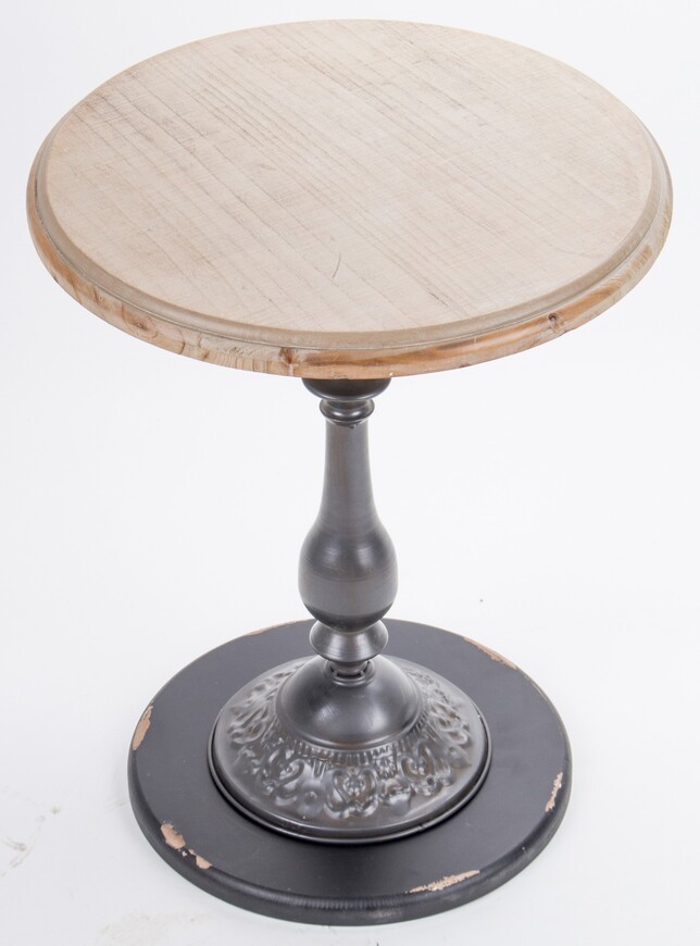 Deco Bellisa, stolik kawowy z drewnianym blatem, wym.63x50x50cm   