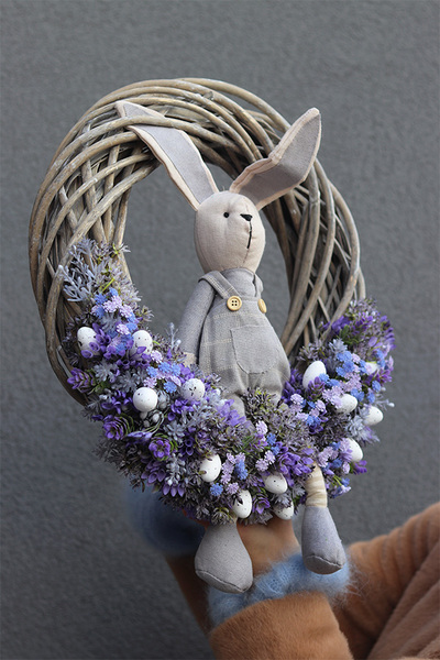 Zajączkowa, wiosenny wianek z zajączkiem