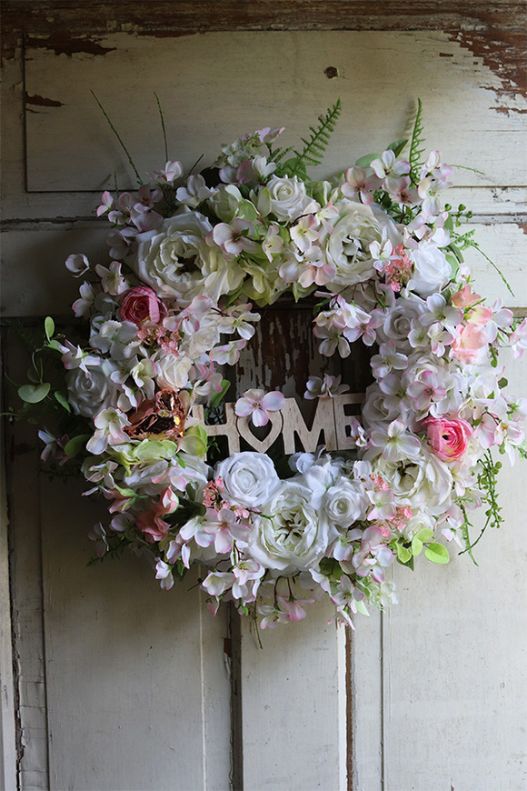 elegancki wiosenny wianek na drzwi, Home Spring, śr.50cm