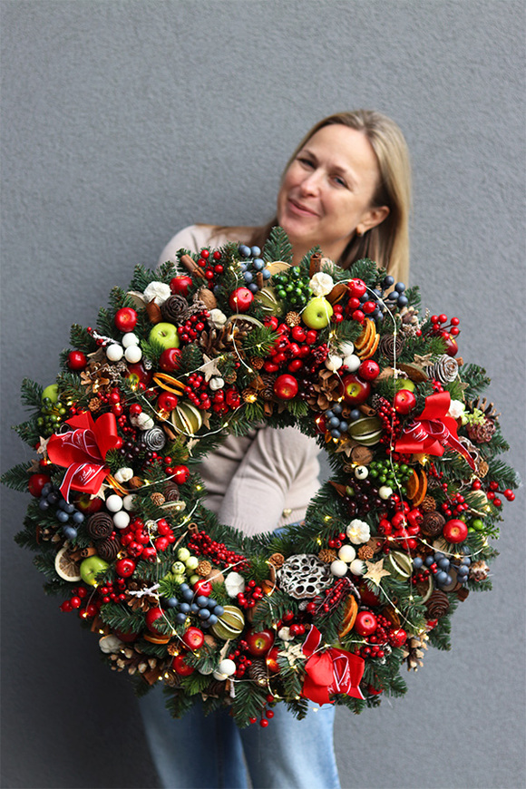 Świąteczny Kolor Big, bogaty wianek świąteczny LED