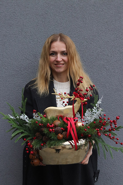 Świąteczny Ren, wysokiej jakości stroik świąteczny, wym.45x55cm