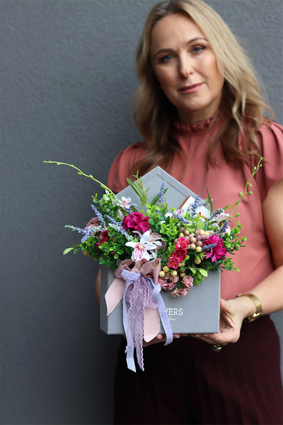 Koperto Pink Chocolate, flowerbox w kształcie koperty